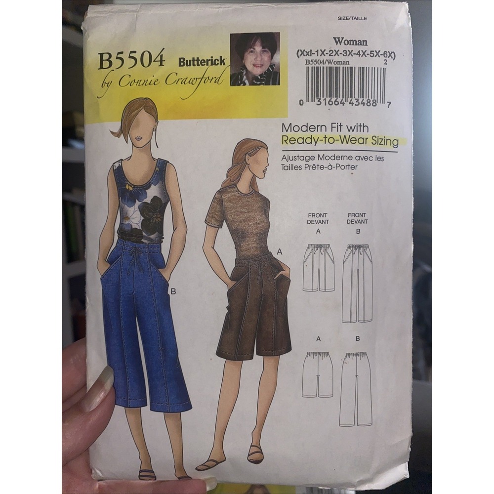 Butterick B5504 Connie Crawford Shorts Capri Sewing Pattern XXL-6X Cut Complete